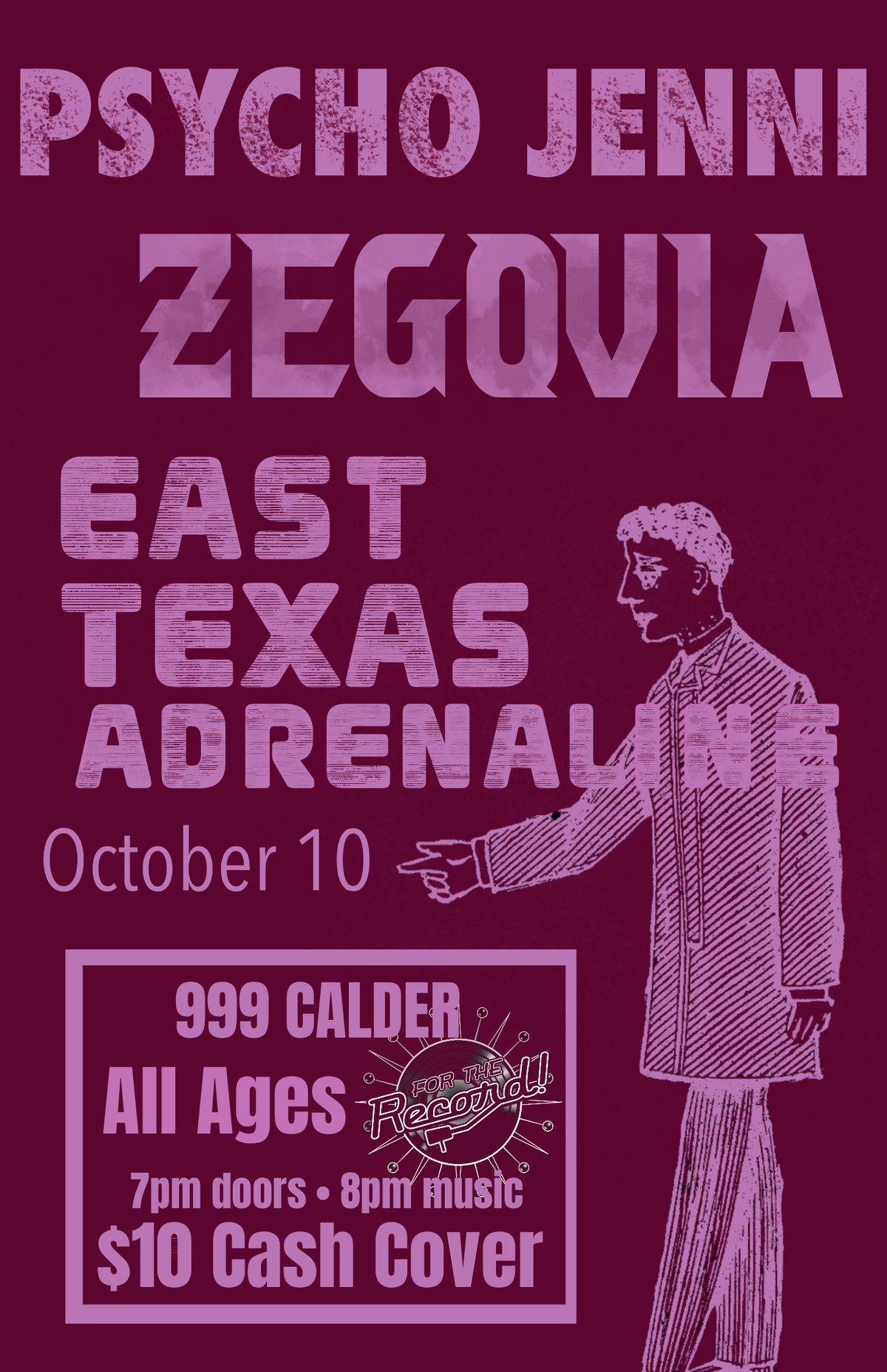 October 10, 2026 East Texas Adrenaline, Zegovia, Psycho Jenni